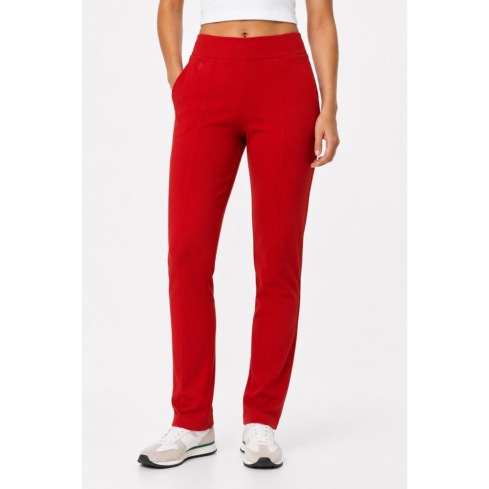 Betabrand Dress Pant Yoga Pants Women M Long Red Power Down Pull On Stretch Tall